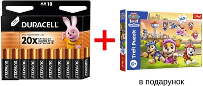Набор Батарейки алкалиновые Duracell Basic AA 1.5V LR6 18 шт Trefl Пазлы "160" Собаки сверху (9780265704837)