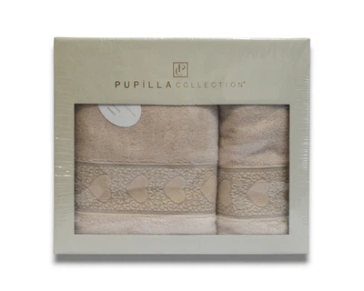 Подарочный набор бамбуковых полотенец Pupilla Love Bej 100% Хлопок