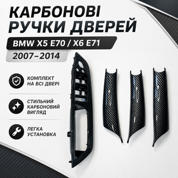 Карбоновые ручки дверей салона BMW X5 E70 X6 E71 2007-2014 комплект 4 шт ABS+PC