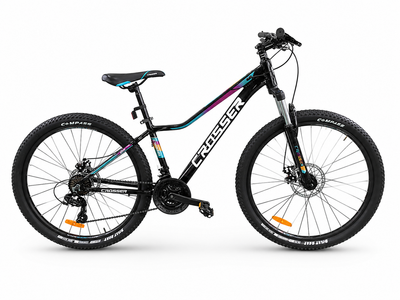 Велосипед горный женский 27,5" Crosser Girl XC-100 рама 13", 21 скорость Shimano, дисковые тормоза, алюминий Черный