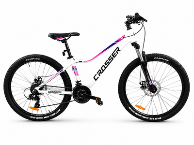 Велосипед гірський жіночий 27,5" Crosser Girl XC-100 рама 13", 21 швидкість Shimano, дискові гальма, алюміній Білий