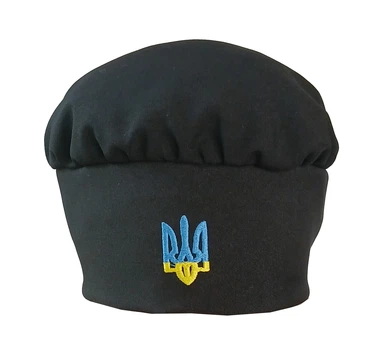 Шапка кухарська з вишивкою "Герб" чорна