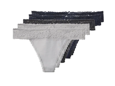 Трусики-стринги набор 5 шт. хлопковые кружевные для женщины Esmara LYCRA® 486955 L Комбинированный