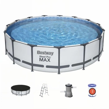Круглий каркасний басейн для дачі Bestway 56420 з тентом і сходами, 366×122 см