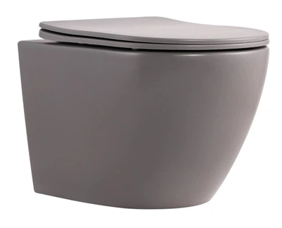 Унітаз підвісний Qtap Robin Ultra Quiet, Stone grey, з сидінням Slim Duroplast / Soft-close / Quick Release QTROB26SG48996