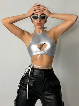 Топ Shein sz2312089677924209 S сріблястий (100010029)
