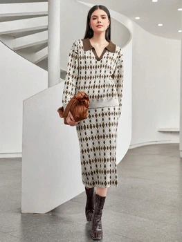 Костюм (спідниця, светр) Shein sz2306149207364499 S комбінований (100009797)