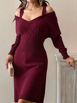 Сукня-светр Shein sz25051541444105728 Petite M червоний (100009562)