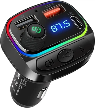 Автомобильный FM трансмиттер C14 с Bluetooth 5.0, громкой связью и быстрой зарядкой