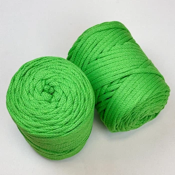 Шнур плетений YarnArt macrame cord 5 мм с сердечником для макраме яскраво-зелений (№802)