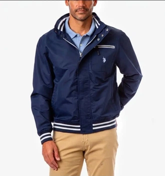 Чоловіча куртка-бомбер Yachting U.S. Polo Assn. з капюшоном Hidden Hood. S синя