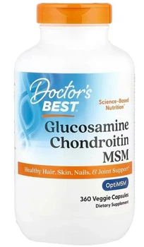 Глюкозамін Хондроїтин MSM + OptiMSM Doctor's Best 360 капсул (753950003644)