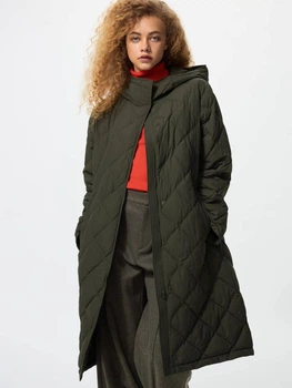 Куртка демісезонна з капюшоном довга жіноча Uniqlo 805001875 S Зелена (1159860431)