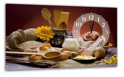 Картина на холсте MAKO Kitchen Bread Brown с часами 30×53 см бесшумный плавный ход кварцевый механизм 3053-005