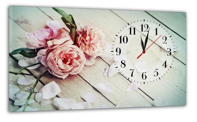 Картина на холсте MAKO Roses Vintage Pink с часами 30×53 см бесшумный плавный ход кварцевый механизм 3053-036