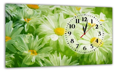 Картина на холсте MAKO Chamomile Flowers Green с часами 30×53 см бесшумный плавный ход кварцевый механизм 3053-059
