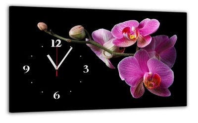 Картина на холсте MAKO Orchid Pink Black с часами 30×53 см бесшумный плавный ход кварцевый механизм 3053-047