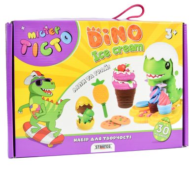 Набор для творчества Мистер тесто Dino Ice Cream Strateg 41024, масса для лепки с формочками