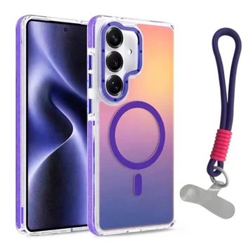 Чехол - накладка Omeve Chameleon для Samsung Galaxy S26+ с кольцом MagSafe и шнурком purple
