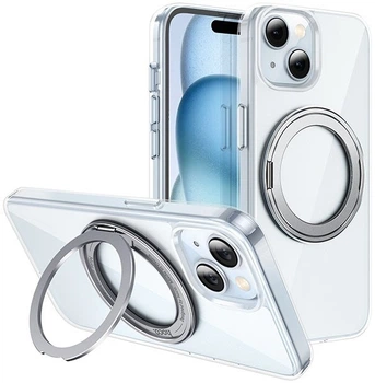 Чохол-накладка Hoco Stand Magnetic для iPhone 15 Plus Transparent