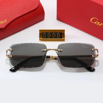 Сонцезахисні окуляри Cartier CT0550S золоті з сірими лінзами, безоправні, унісекс GLS-CRT-002