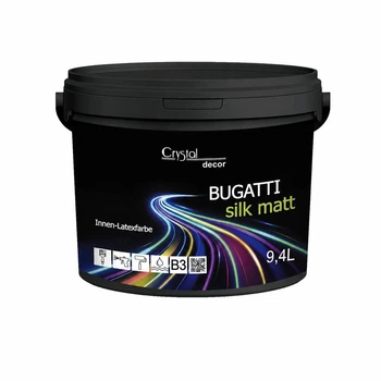 Шелковисто-матовая латексная интерьерная краска Crystal Decor BUGATTI Silk Matt 9.4 л (В3) прозрачная