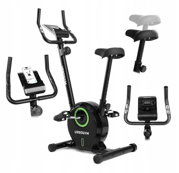 Велотренажер для дома Urbogym Bay Green до 110 кг с системой магнитного сопротивления Черный с зеленым
