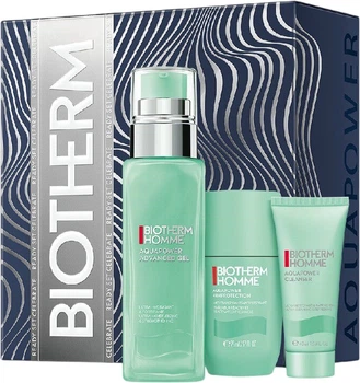 Набор косметики для ухода Biotherm Homme Aquapower Essentials Гель для лица 75 мл + Очищающий гель 40 мл + Роликовый дезодорант 75 мл (3614274679717)