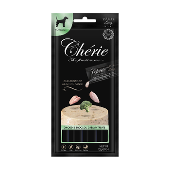 Полноценный корм в форме лакомства для собак Cherie Healthy Living кремовое пюре из курицы и брокколи 4х12 г 04768