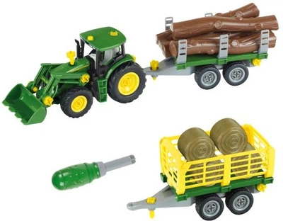 Traktor do skręcania Klein John Deere z dwiema przyczepami 3906 (4009847039163)