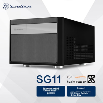 Корпус Silverstone SG11 M-ATX (поддерживает блоки питания ATX, длинные видеокарты, отсеки для оптических приводов, совместим с вентиляторами 12 см)