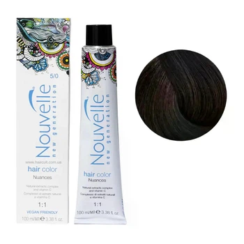 Фарба для волосся Nouvelle Hair Color 5/0 Насичений світло-коричневий 100 мл