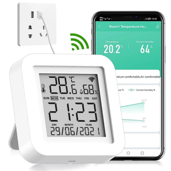 Умный Wi-Fi датчик температуры и влажности воздуха Tuya SmartLife Model No4, Black wifi термометр, гигрометр + IR Remote