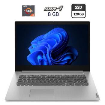 Ноутбук Б-клас Lenovo Ideapad 3 17ADA05 / 17.3" (1920x1080) IPS / AMD Ryzen 3 3250U / 8 GB DDR4 / 120 GB SSD / AMD Radeon Vega 3 Graphics / WebCam / Windows 11 б/в