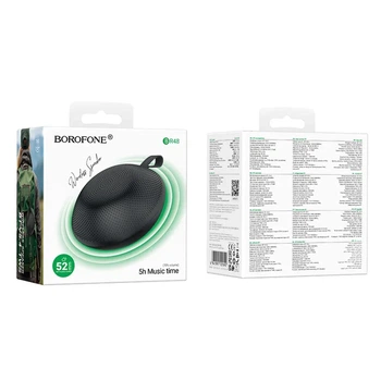 Портативна Bluetooth колонка Borofone BR48 UFO 5W, компактна, TWS, ремінець, чорна