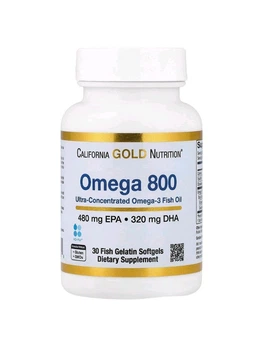 Ультраконцентрированный рыбий жир 80% ЭПК/ДГК 1000 мг Omega 800 California Gold Nutrition 30 капсул