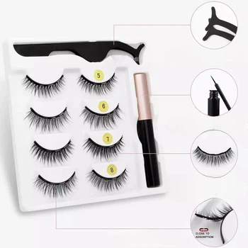 Набір магнітних вій GlamLash 4 види з підводкою і пінцетом без клею багаторазові чорні вії з магнітним кріпленням