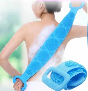 Силіконова щітка, що очищає мочалка - Silicone bath towel масажна для душу і ванни 20500000017 блакитна.