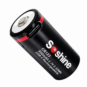 Аккумулятор Soshine 16340 (RCR123A) 900 мАч 3.7В Li-ion с входом USB-C