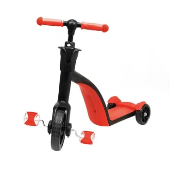 Красный Детский самокат трансформер биговол с корзиной Best Scooter 3 в 1 scooter313