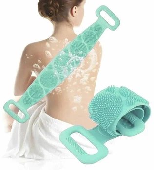 Силіконова щітка, що очищає мочалка - Silicone bath towel масажна для душу і ванни 20500000017 бірюзова.