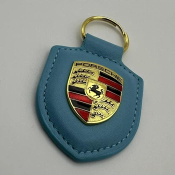 Брелок для ключей Porsche эко-кожа голубой