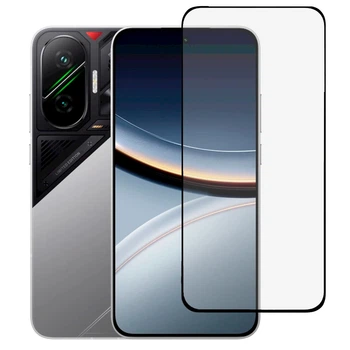 Защитное стекло для телефона Xiaomi Poco F7 противоударное на весь экран прозрачное с черной рамкой