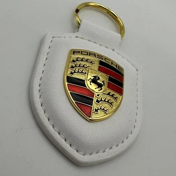 Брелок для ключів шкіряний Porsche порш екошкіра білий