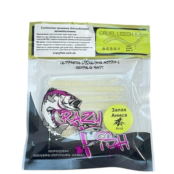 Приманка Crazy Fish Cruel leech 2.2" 8-55-5-1 анис упак (8шт),8-55-5-1