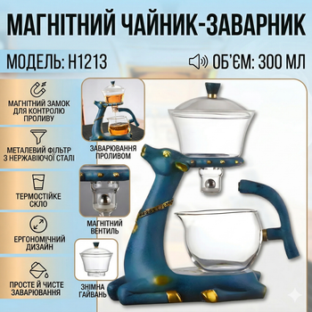 Чайник-заварник с магнитным дозатором и стеклянной чашей 300мл H1213