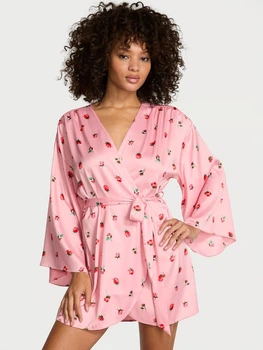 Халат Victoria’s Secret Satin Short Robe XS/S Рожевий (27178730D)
