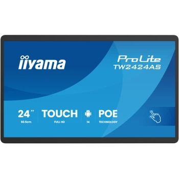 Монітор 23.8" 16:9 IPS сенсорний РК, 1920х1080, 45 0 кд/м2, ОС Андроїд 14, 24/7, PoE, проекційно-ємні TW2424AS-B3P IIYAMA (TW2424AS-B3P)