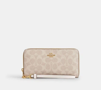 Жіночий гаманець Coach Long Zip Around Wallet In Signature Canvas CW778