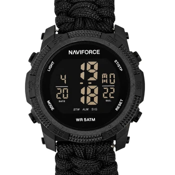 Чоловічий спортивний водостійкий тактичний годинник Naviforce Europe Black Paracord